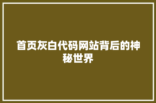 首页灰白代码网站背后的神秘世界