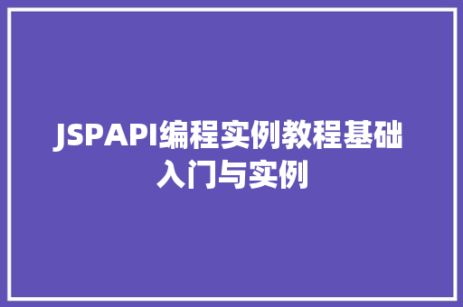 JSPAPI编程实例教程基础入门与实例