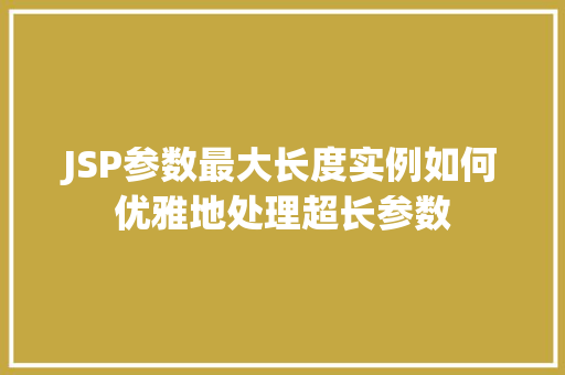JSP参数最大长度实例如何优雅地处理超长参数