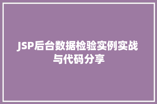 JSP后台数据检验实例实战与代码分享