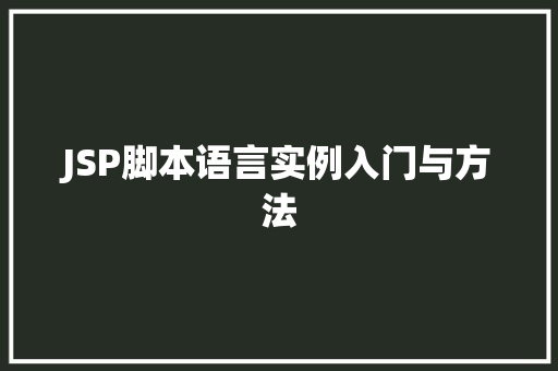 JSP脚本语言实例入门与方法
